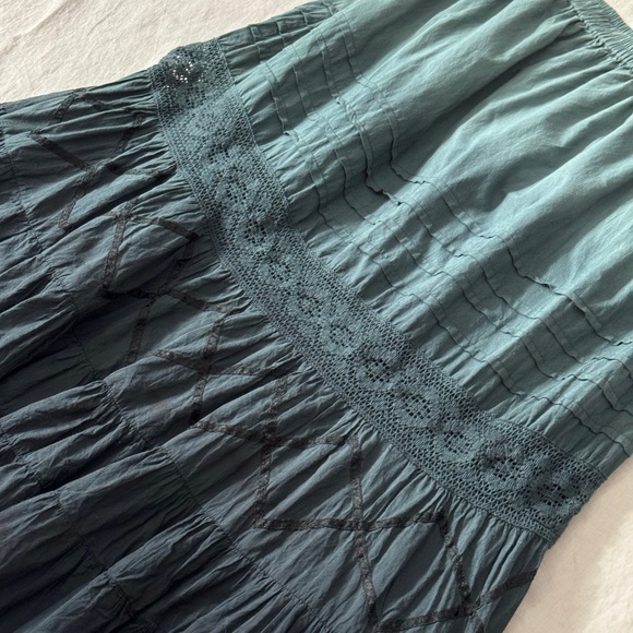 Vintage 100% cotton Ombre Dark Green Maxi Skirt L - Picture 7 of 17